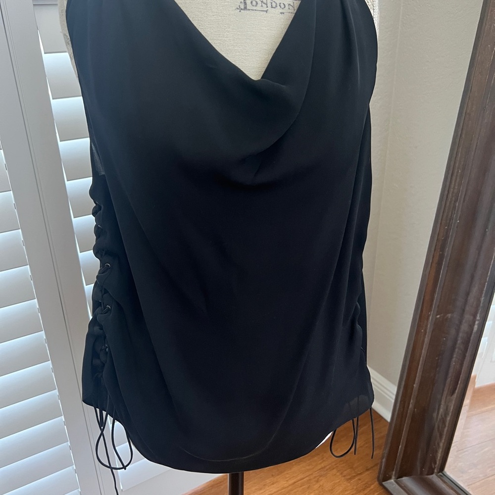 Haute Hippie Black Ruched Blouse
